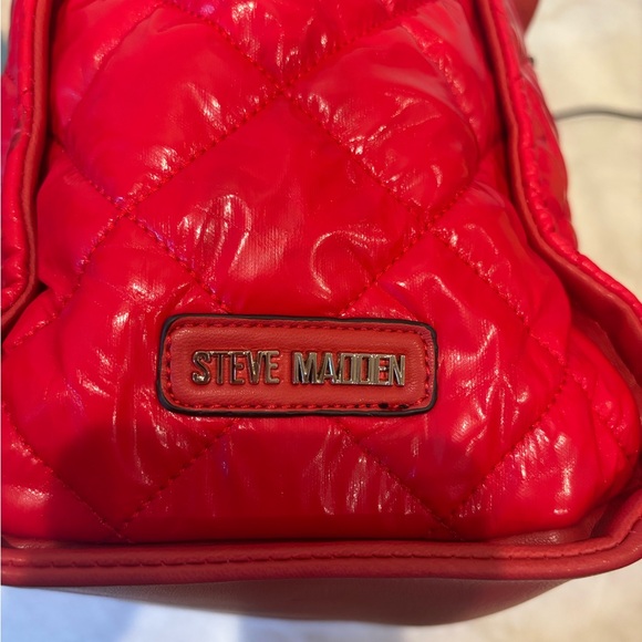Steve Madden Red Quilted Tote with Chain Handles - Picture 6 of 6